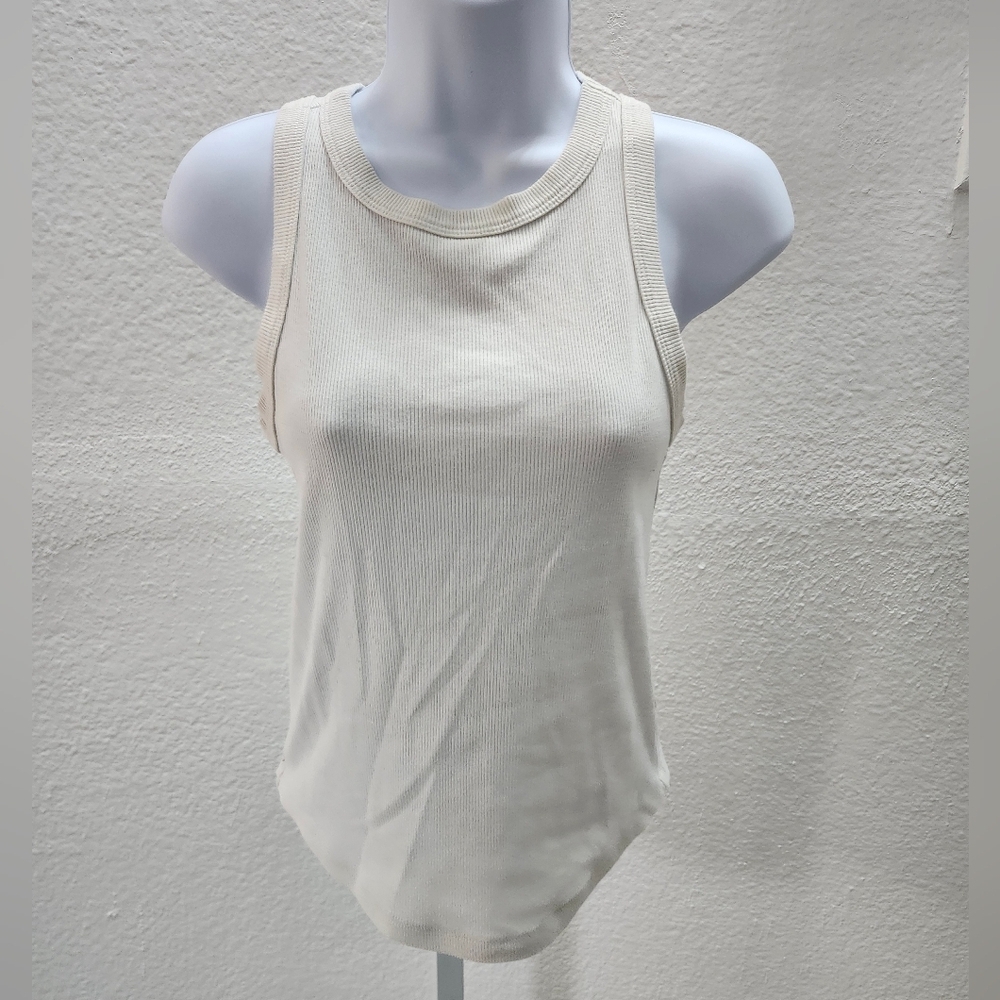 SO Women's Ivory Ribbed Tank Top Size Medium